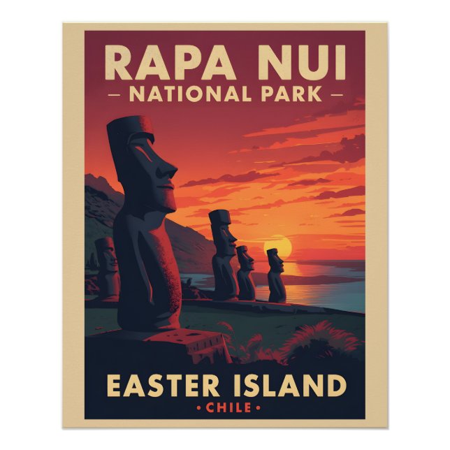 Póster Parque Nacional Rapa Nui - Chile - Ilha Páscoa (Frente)