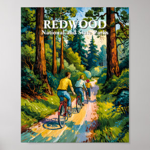 Poster Parque Nacional Redwood Família Ciclismo Van Gogh 