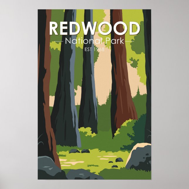 Poster Parque Nacional Redwood Minimal Vintage (Frente)