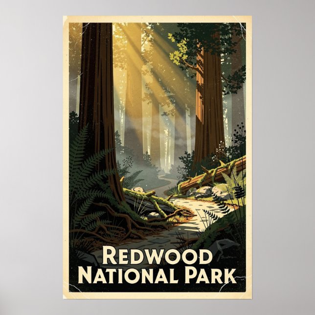 Poster Parque Nacional Redwood Retro (Frente)