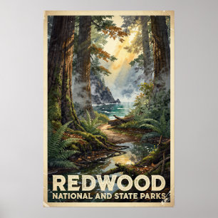 Poster Parque Nacional Redwood Viagem Vintage