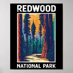 Poster Parque Nacional Redwood Vintage Acampamento ao Ar