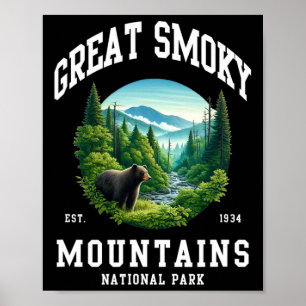 Poster Parque Nacional Retro Great Smoky Mountains Homens