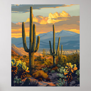 Poster Parque Nacional Saguaro, Arizona Cactus Viagem