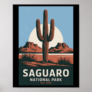 Poster Parque Nacional Saguaro Camping Vintage Hiking Hom