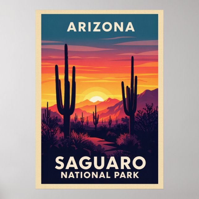 Poster Parque Nacional Saguaro da arizona V01 (Frente)