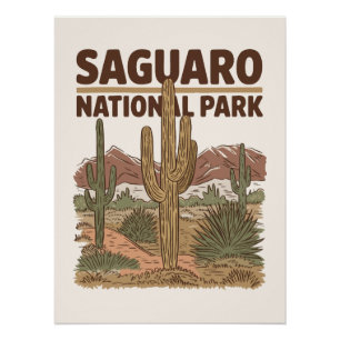 Póster Parque Nacional Sonoran Desert Saguaro