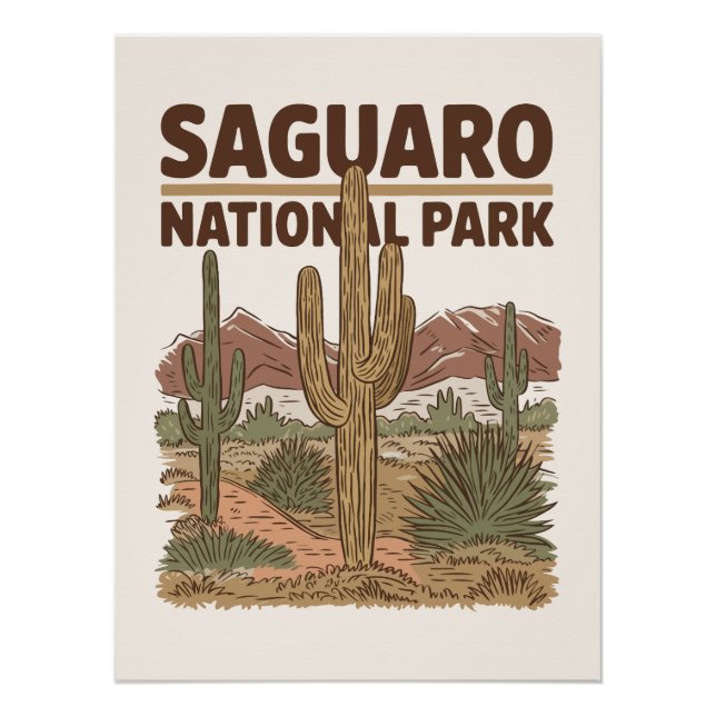 Póster Parque Nacional Sonoran Desert Saguaro (Frente)