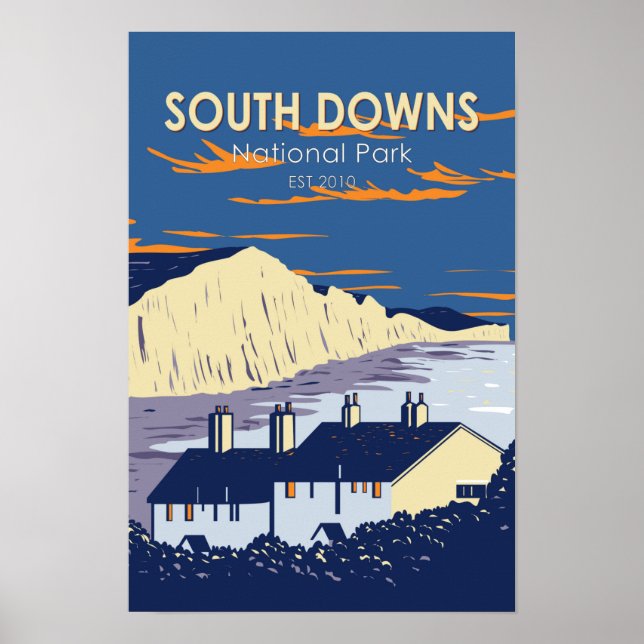Poster Parque Nacional South Downs Seven Sisters Inglater (Frente)