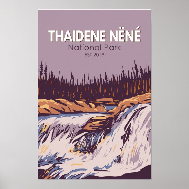 Poster Parque Nacional Thaidene Nene Canadá Viagem Vintag (Frente)