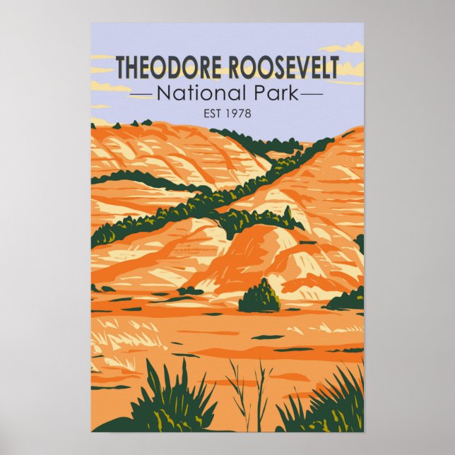 Poster Parque Nacional Theodore Roosevelt Vintage  (Frente)