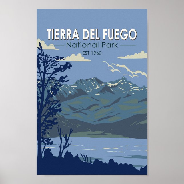 Poster Parque Nacional Tierra Del Fuego Argentina Vintage (Frente)