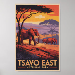 Poster Parque Nacional Tsavo East Quênia Ilustração Viage