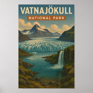 Poster Parque Nacional Vatnajokull Islândia Vintage Journ