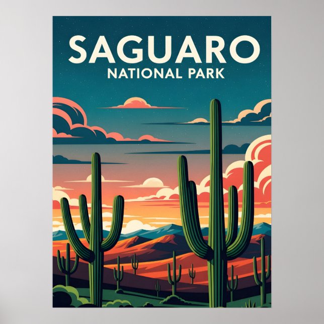 Poster Parque Nacional Vibrant saguaro (Frente)