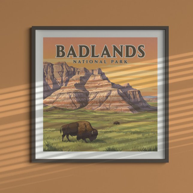 Poster Parque Nacional Vintage Badlands (Criador carregado)