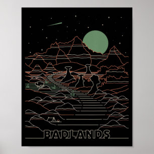 Poster Parque Nacional Vintage Retro Badlands South Dakot
