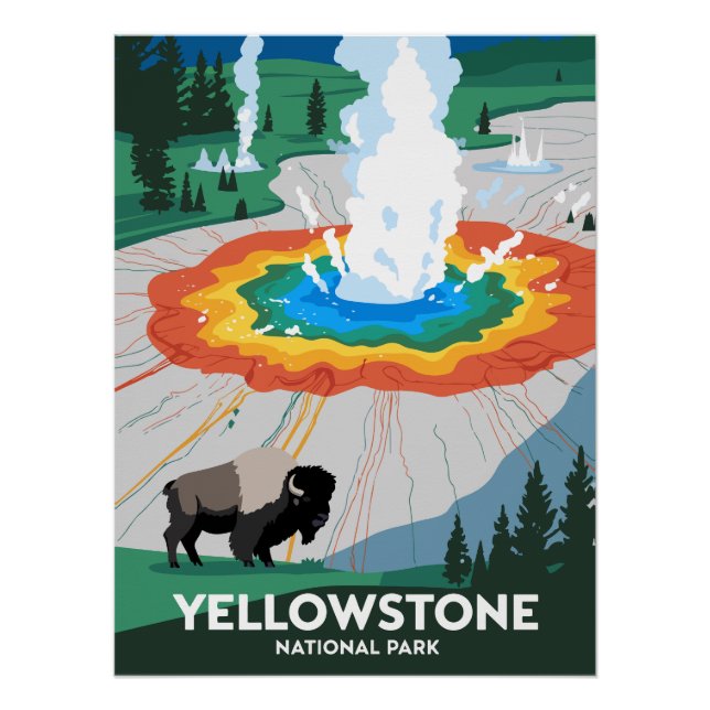 Póster Parque Nacional Vivid Yellowstone (Frente)