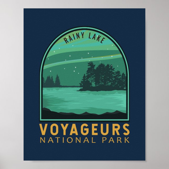 Poster Parque Nacional Voyageurs Rainy Lake Vintage Emble (Frente)