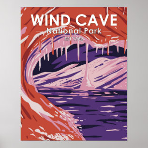 Poster Parque Nacional Wind Cave South Dakota Vintage