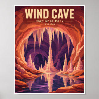 Poster Parque Nacional Wind Cave Viagem Vintage