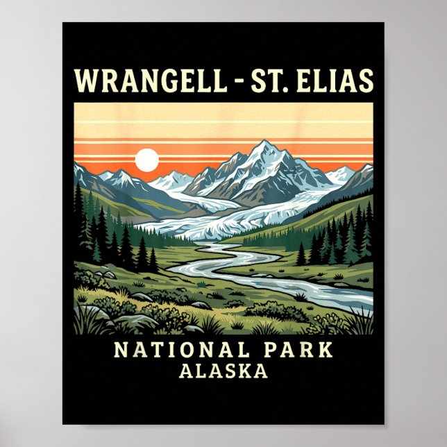 Poster Parque nacional Wrangell-st elias alasca vintage (Frente)