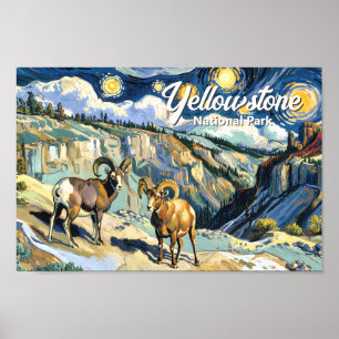 Poster Parque Nacional Yellowstone Carneiro Bighorn Van G