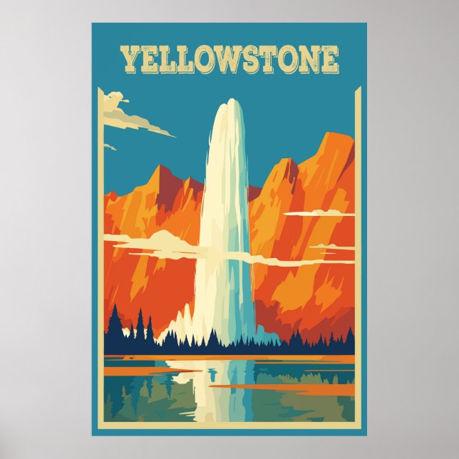 Poster Parque Nacional Yellowstone, Estados Unidos, Viage (Frente)