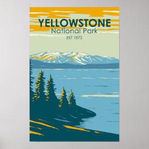Poster Parque Nacional Yellowstone Lago Vintage