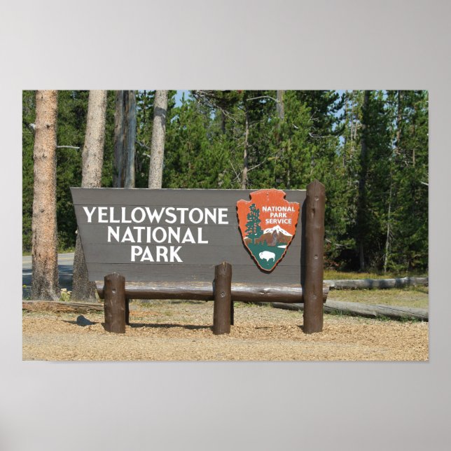 Póster Parque Nacional Yellowstone, placa, Wyoming, EUA (Frente)