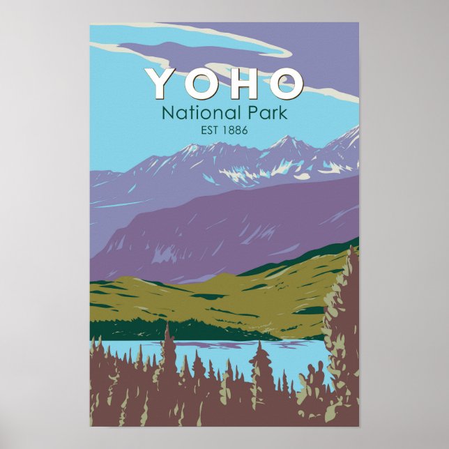 Poster Parque Nacional Yoho Canadá Viagem Arte Vintage (Frente)