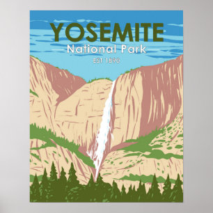 Poster Parque Nacional Yosemite California Waterfall