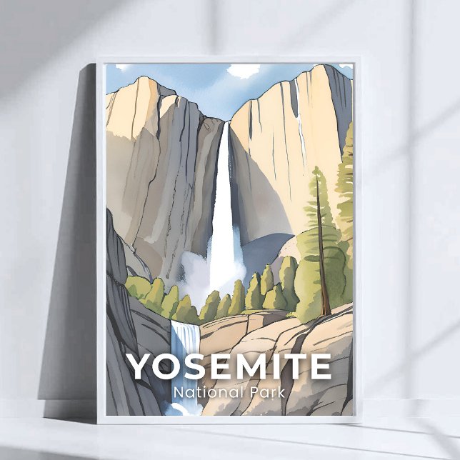 Poster Parque Nacional Yosemite | Viagem de Aquarela (Criador carregado)