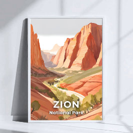 Poster Parque Nacional Zion | Aquarela de Viagem Vale