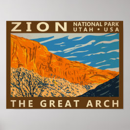 Poster Parque Nacional Zion Utah O Grande Arco 2 Vintage