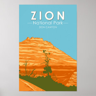 Poster Parque Nacional Zion Utah Zion Canyon 2 Vintage