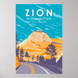 Poster Parque Nacional Zion Utah Zion Canyon Road Vintage