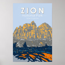 Poster Parque Nacional Zion Utah Zion Canyon Vintage