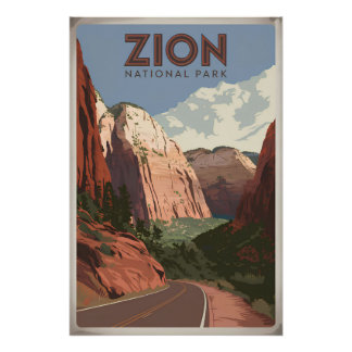 Póster Parque Nacional Zion vintage