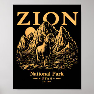 Poster Parque Nacional Zion Wilderness Hiking Camping