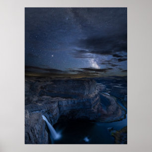 Poster Parque Palouse Falls e Via Láctea Estado de Wash