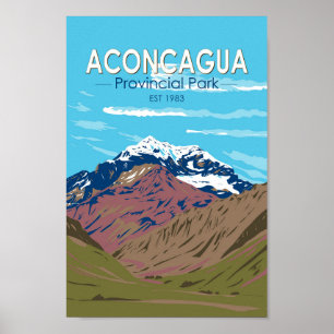 Poster Parque Provincial da Aconcagua Viagem Vintage, Arg
