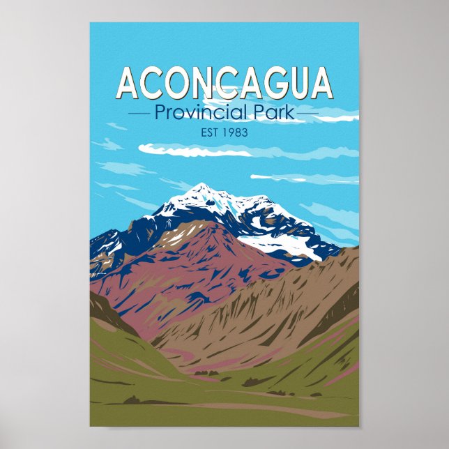 Poster Parque Provincial da Aconcagua Viagem Vintage, Arg (Frente)