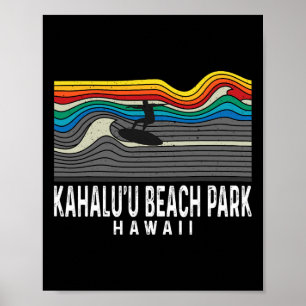 Poster Parque Retro Kahalu'u Beach Havaí Surfista de Surf