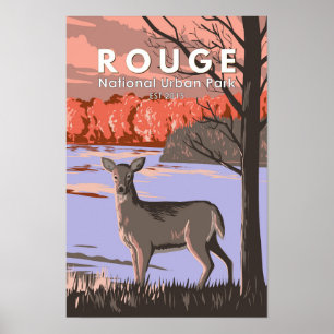 Poster Parque Urbano Nacional Rouge Canadá Viagem Vintage
