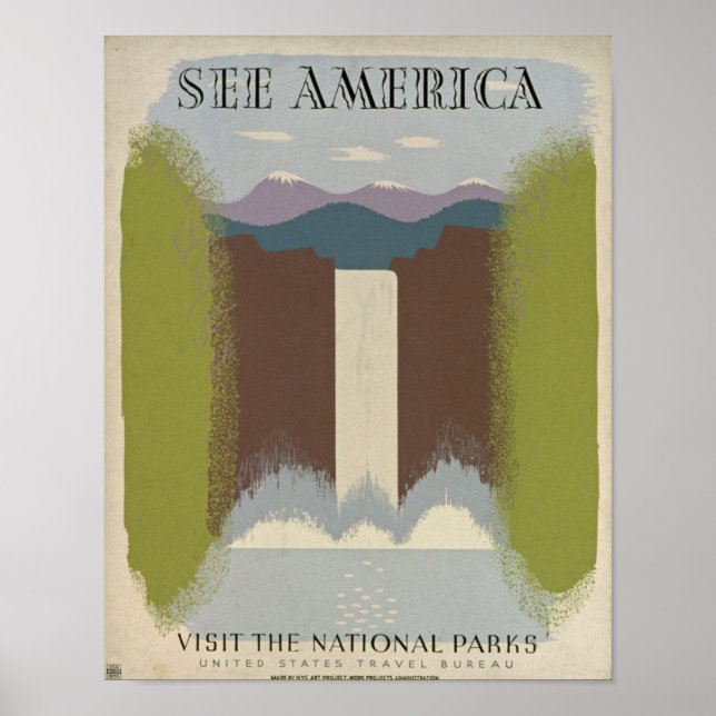 Poster Parques Nacionais da viagens vintage (Frente)