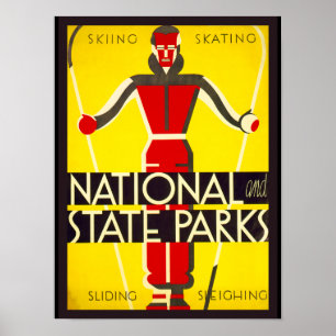 Póster Parques nacionais e estaduais, esqui - Dorothy Wau
