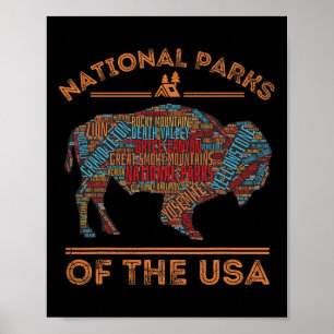 Poster Parques Nacionais EUA Búfalo Viagens Ao Ar Livre C