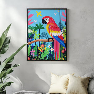 Poster Parrot Tropical Jungle Colorir Wall Art