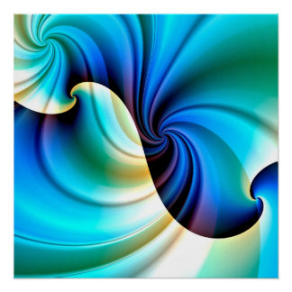 Póster Part of a Wave (turquoise-ultramarine-yellow)